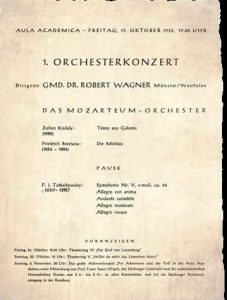 Die Salzburger Kulturtage – das Klassik-Highlight im Herbst -mit identischem Programm wie 1952